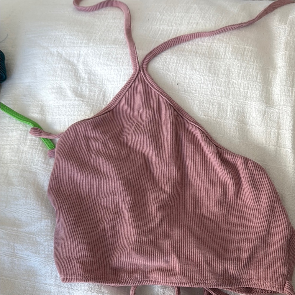 Pink Ribbed Crop Top